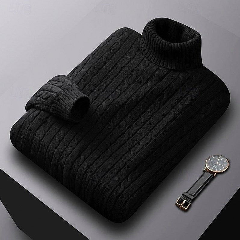 Cable Knit Turtleneck Pullover Sweater