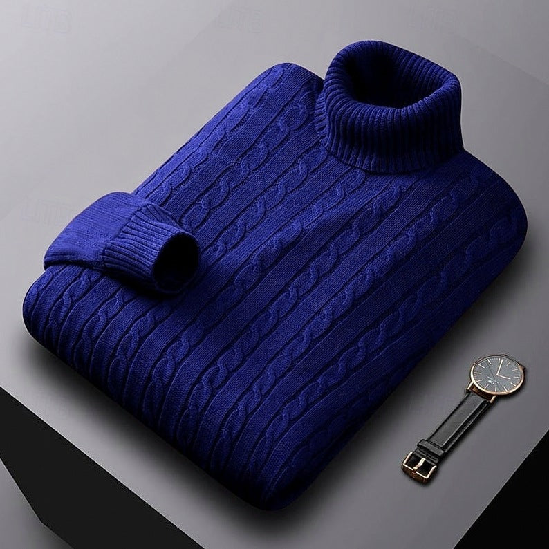 Cable Knit Turtleneck Pullover Sweater