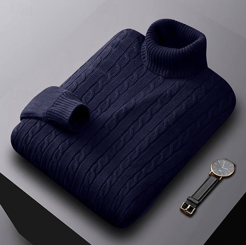 Cable Knit Turtleneck Pullover Sweater