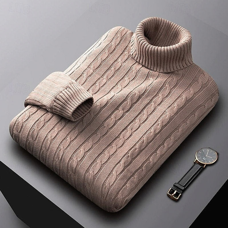 Cable Knit Turtleneck Pullover Sweater