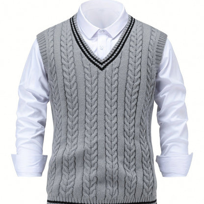 Cable Knit V Neck Sweater Vest