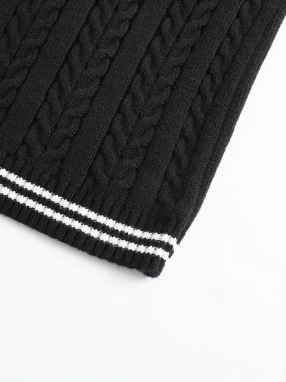 Cable Knit V Neck Sweater Vest
