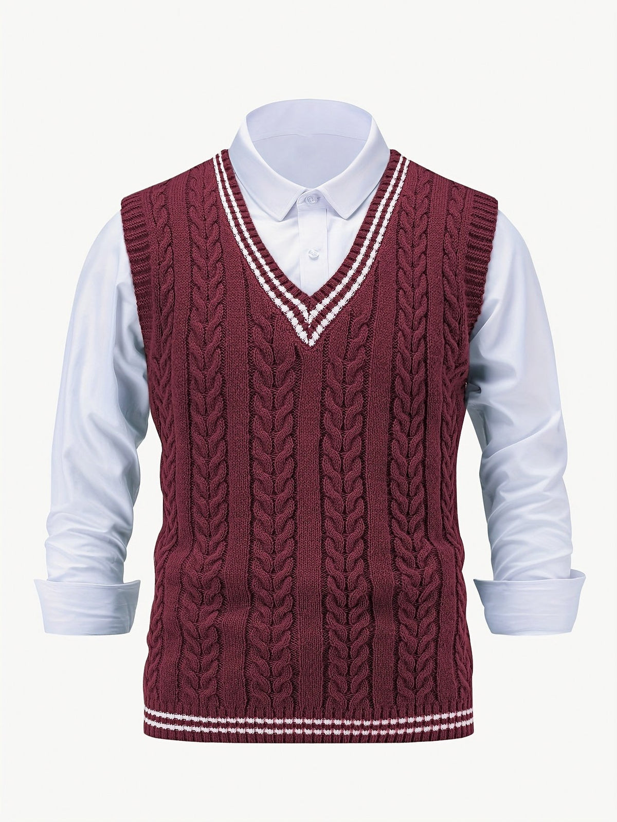 Cable Knit V Neck Sweater Vest