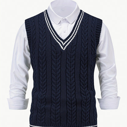 Cable Knit V Neck Sweater Vest
