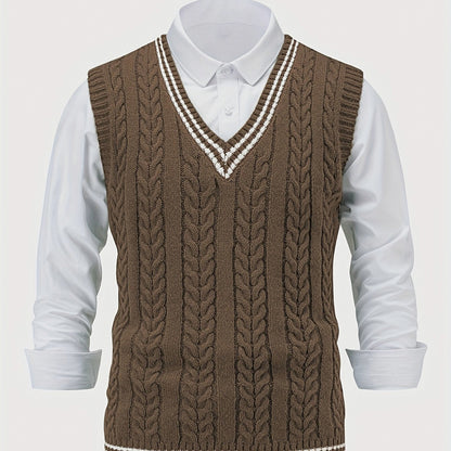 Cable Knit V Neck Sweater Vest