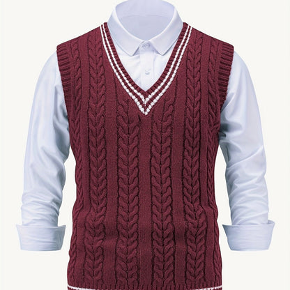 Cable Knit V Neck Sweater Vest