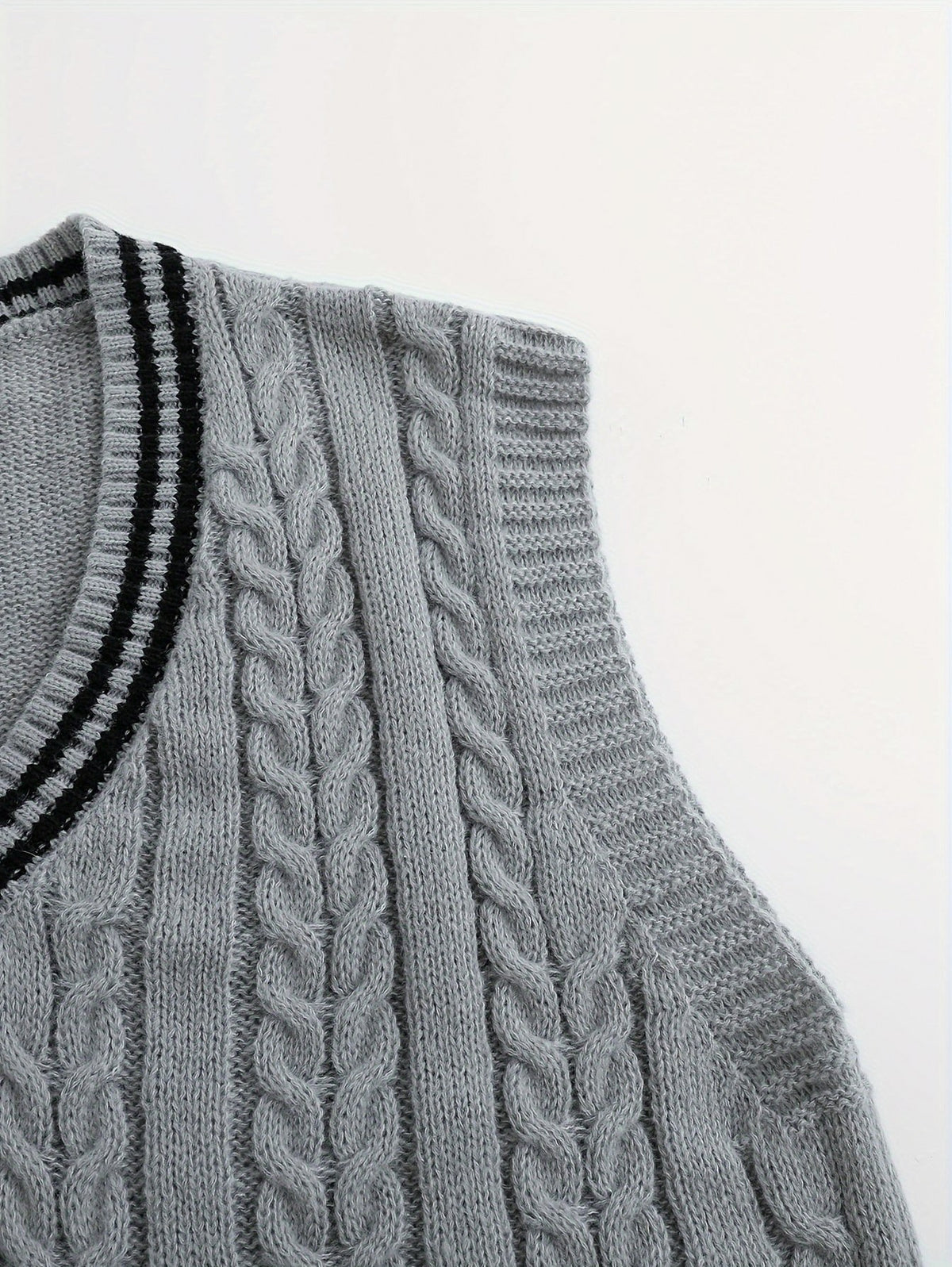 Cable Knit V Neck Sweater Vest