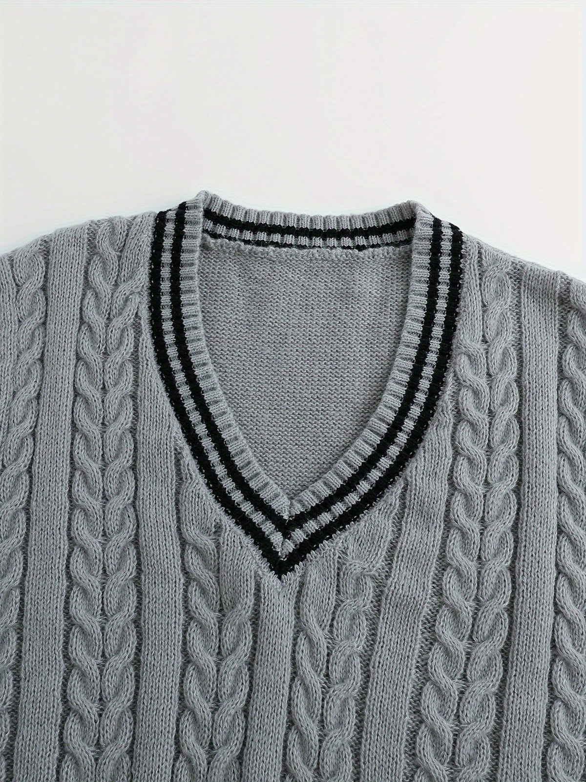 Cable Knit V Neck Sweater Vest