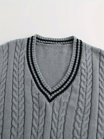 Cable Knit V Neck Sweater Vest