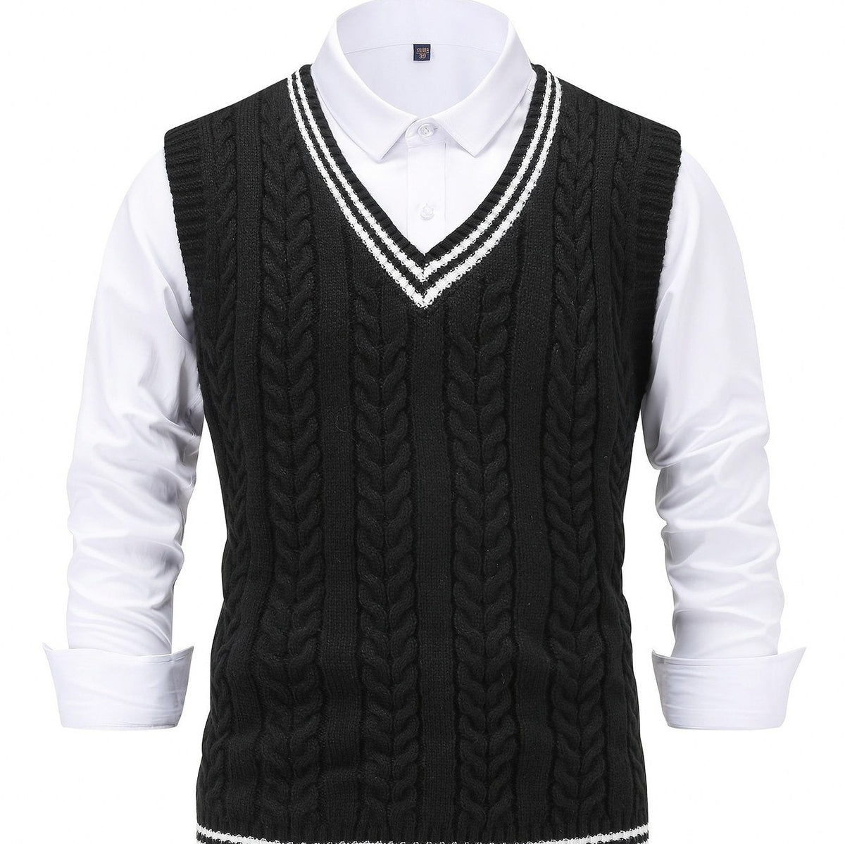 Cable Knit V Neck Sweater Vest