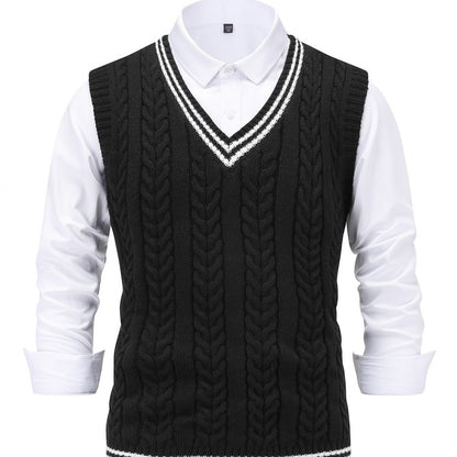 Cable Knit V Neck Sweater Vest