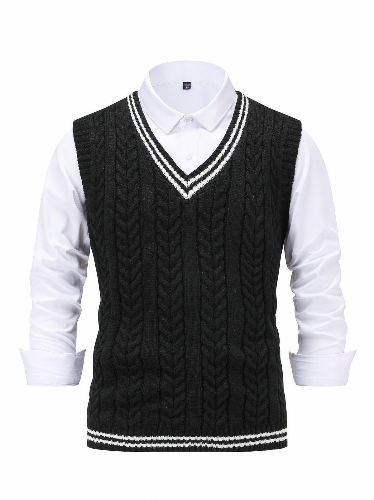 Cable Knit V Neck Sweater Vest