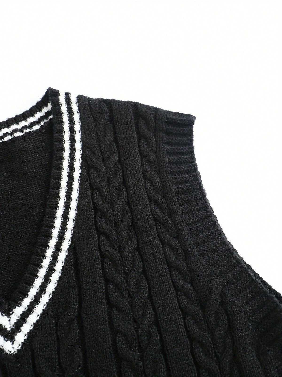 Cable Knit V Neck Sweater Vest