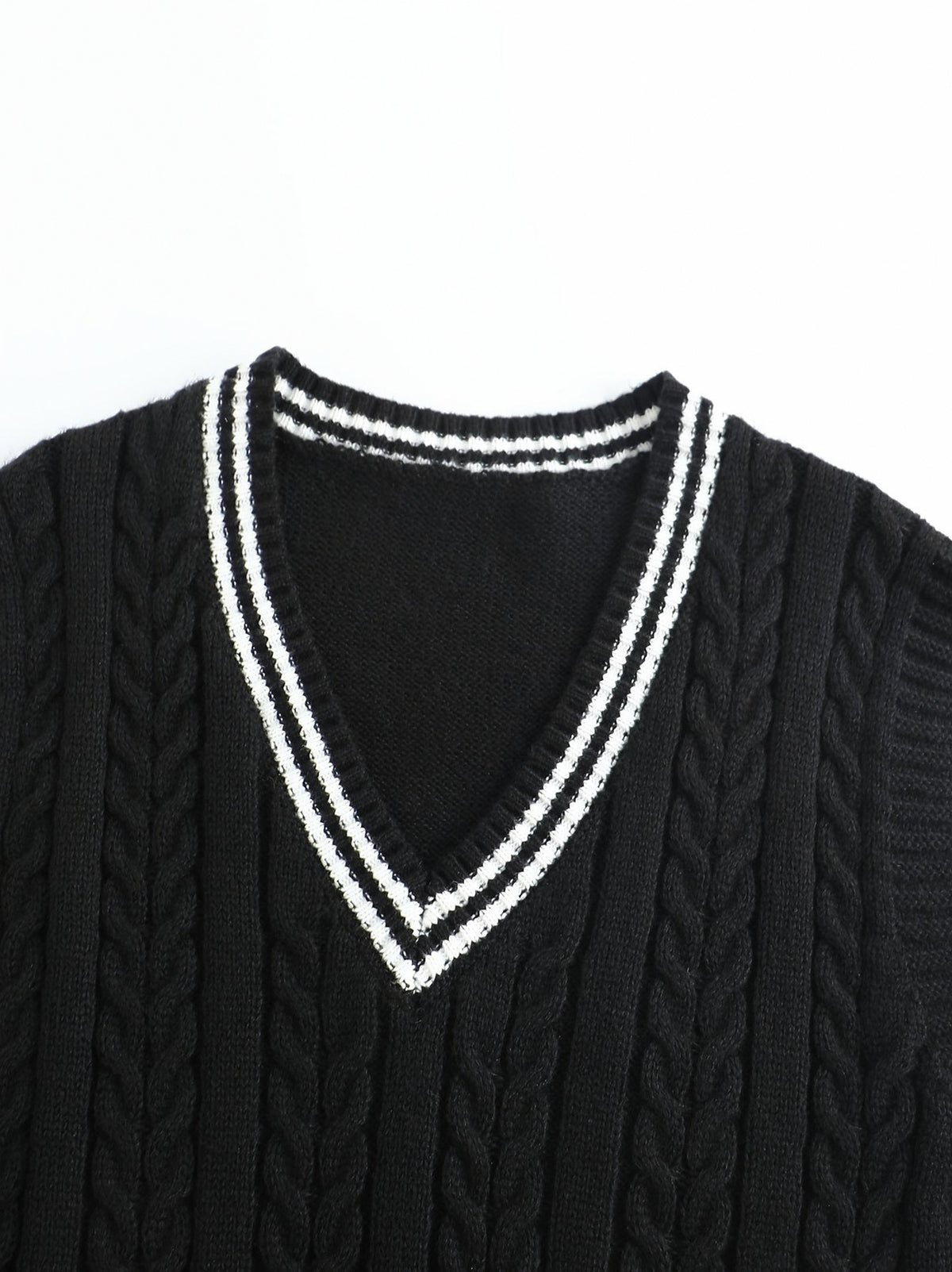 Cable Knit V Neck Sweater Vest