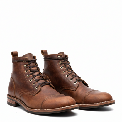 Leather Lace Up Ankle Boots