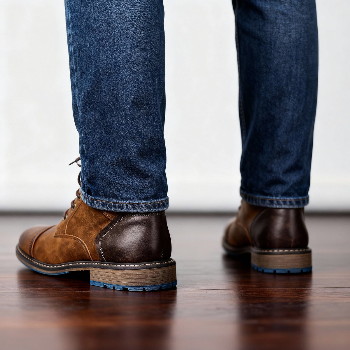 Leather Cap Toe Combat Boots