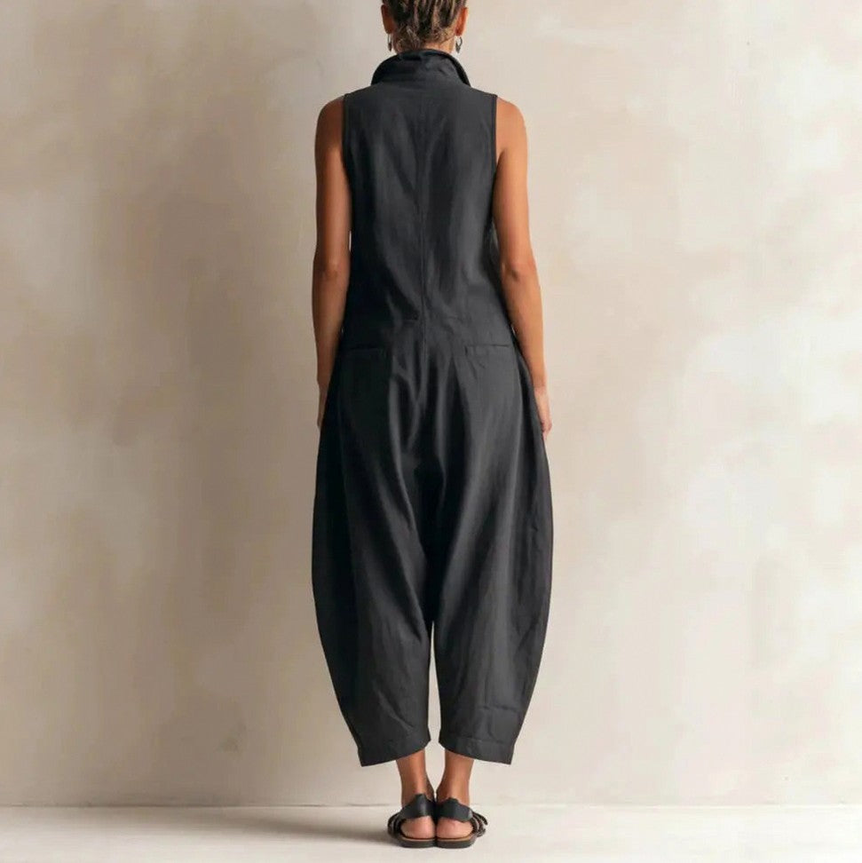 Crepe Cargo Pocket Sleeveless Jumpsuit
