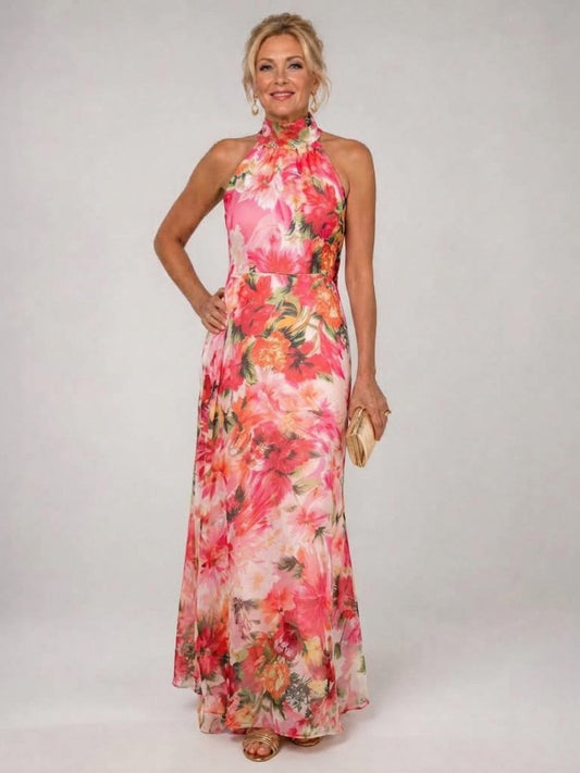 Chiffon Halter Maxi Dress