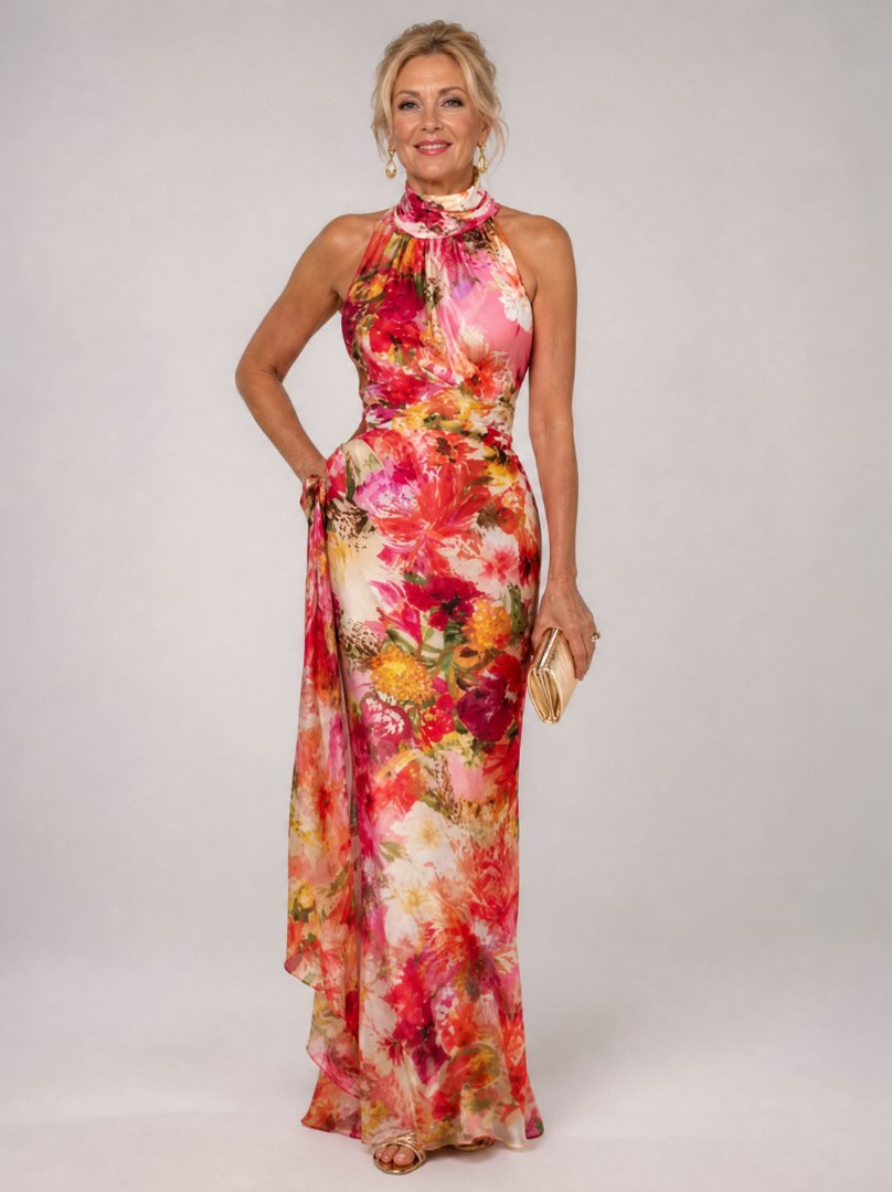 Chiffon Halter Maxi Dress