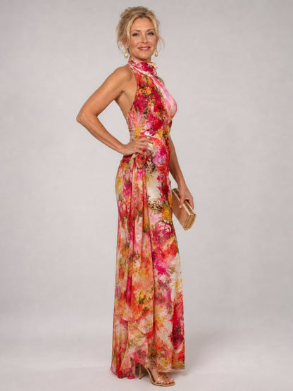 Chiffon Halter Maxi Dress