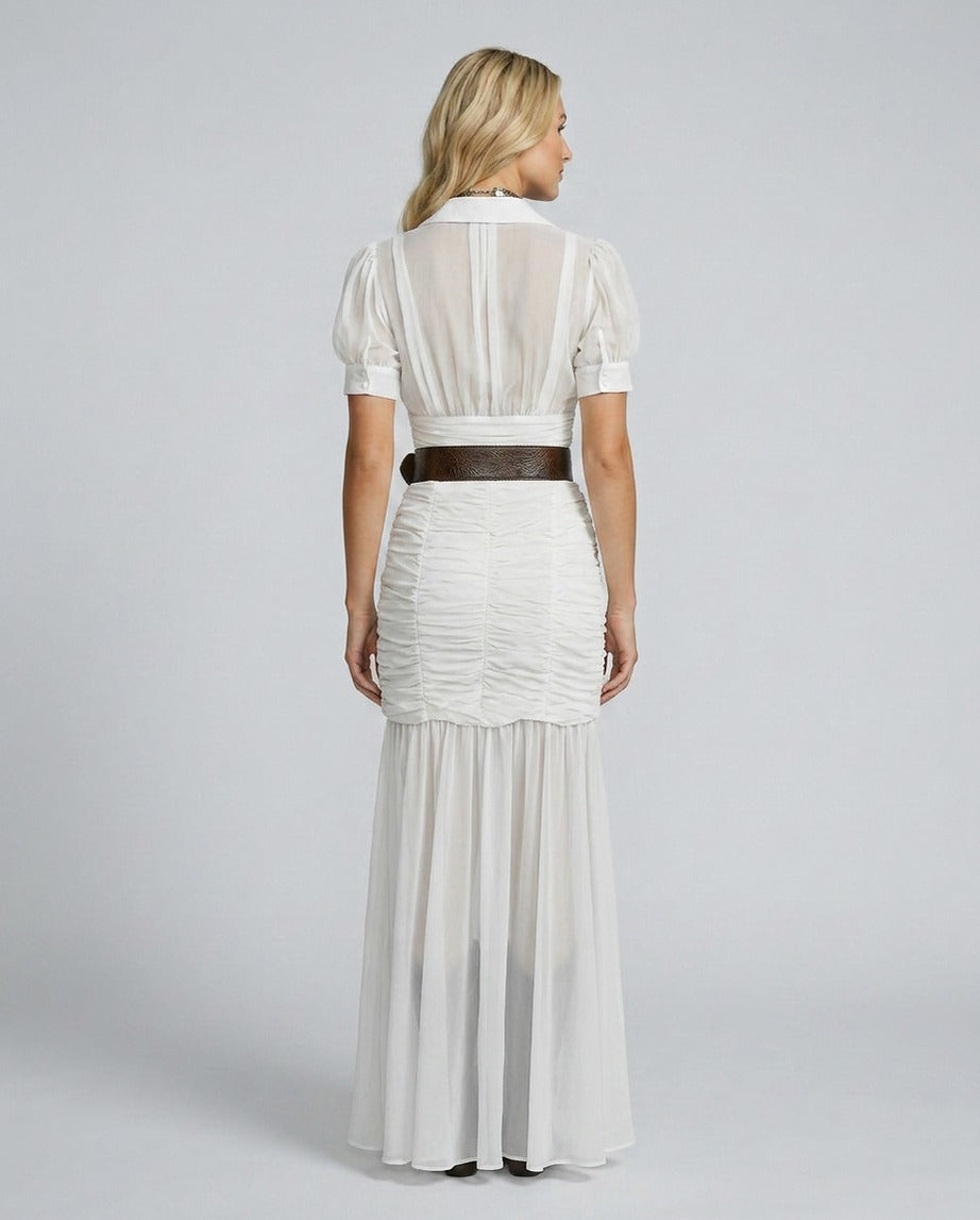 Chiffon Puff Sleeve Maxi Dress