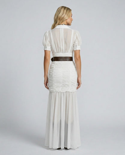 Chiffon Puff Sleeve Maxi Dress