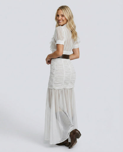 Chiffon Puff Sleeve Maxi Dress