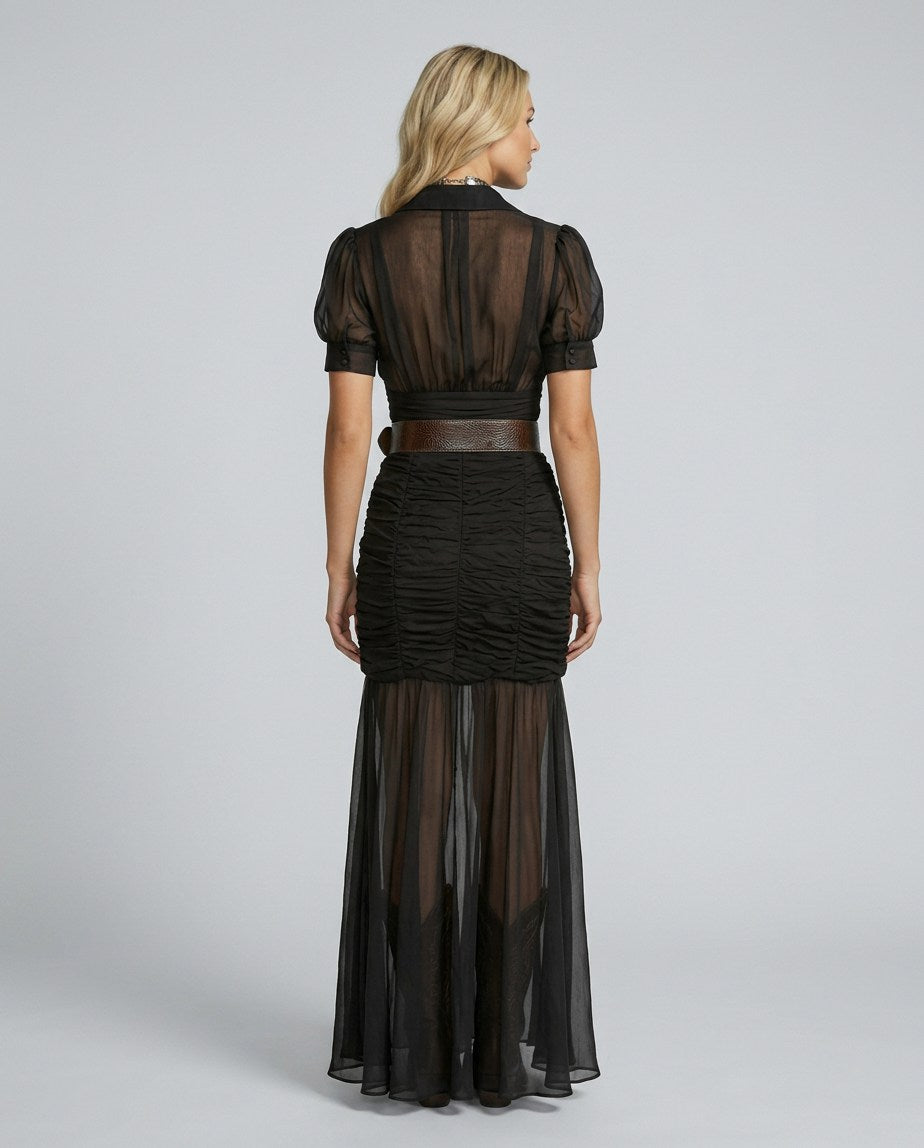 Chiffon Puff Sleeve Maxi Dress