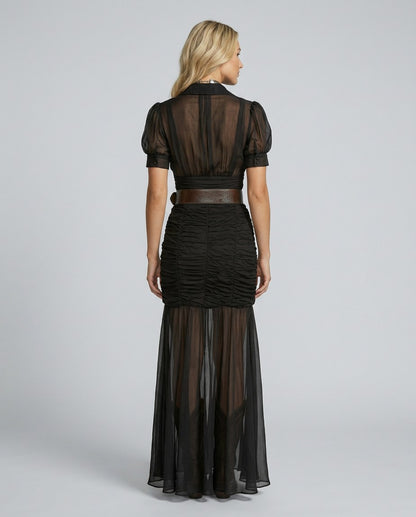 Chiffon Puff Sleeve Maxi Dress