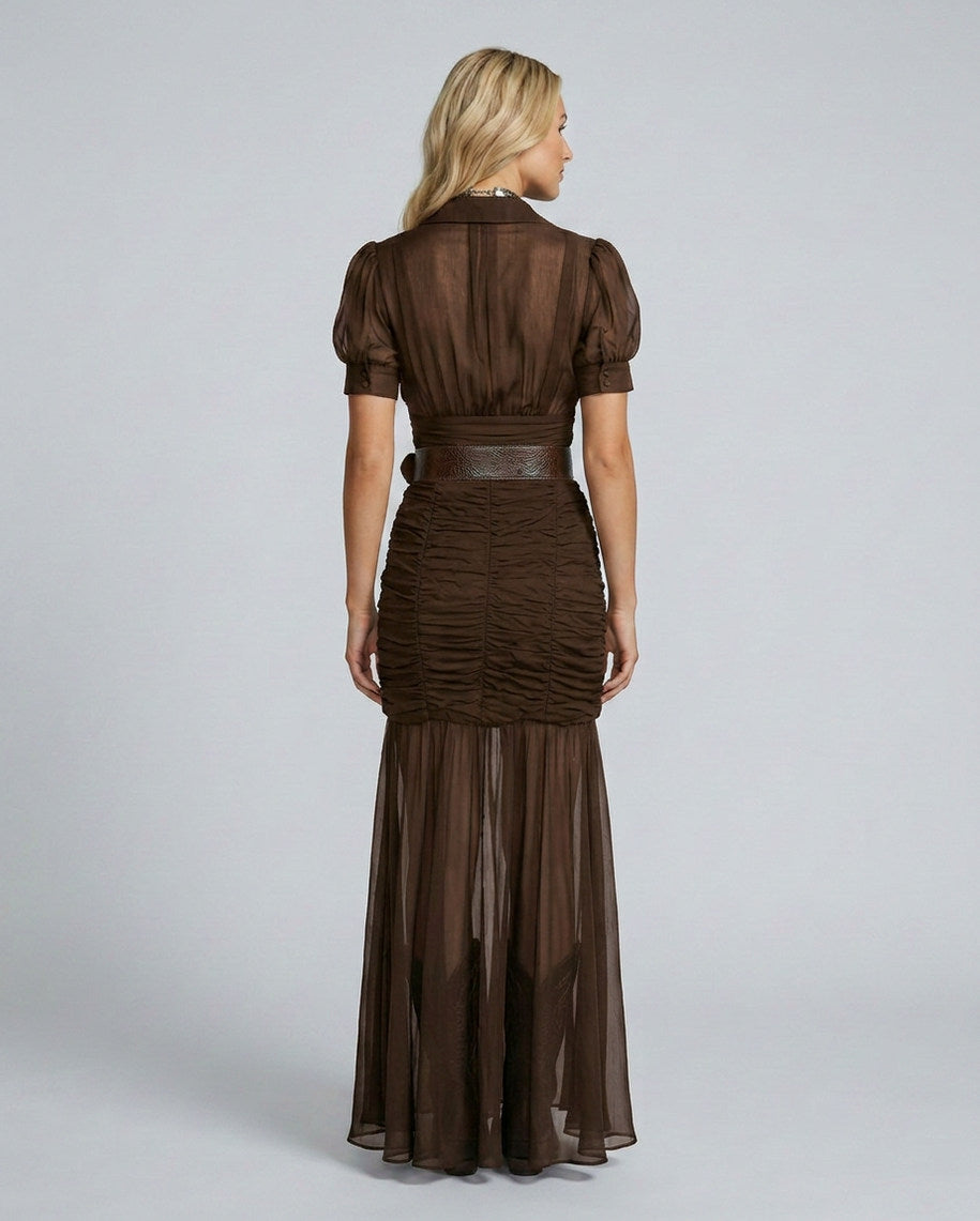 Chiffon Puff Sleeve Maxi Dress
