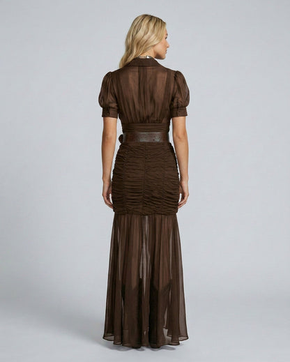 Chiffon Puff Sleeve Maxi Dress