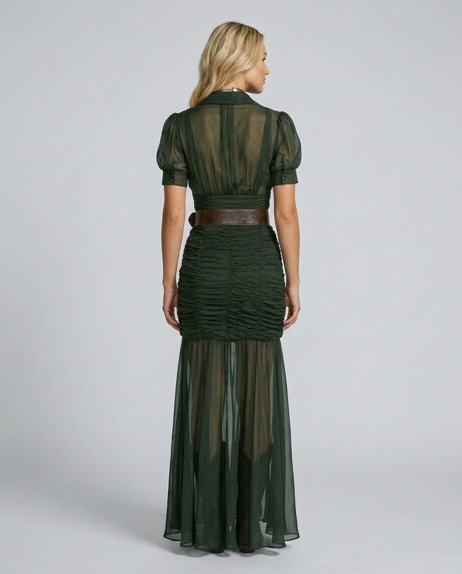 Chiffon Puff Sleeve Maxi Dress