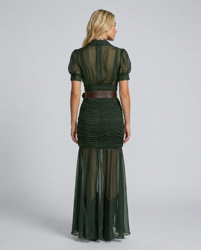 Chiffon Puff Sleeve Maxi Dress