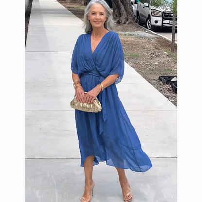 Chiffon Short Sleeve Midi Dress