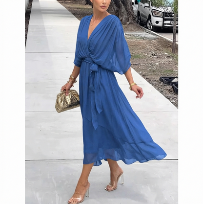 Chiffon Short Sleeve Midi Dress