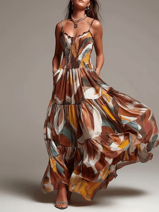 Chiffon Smocked Tiered Maxi Dress