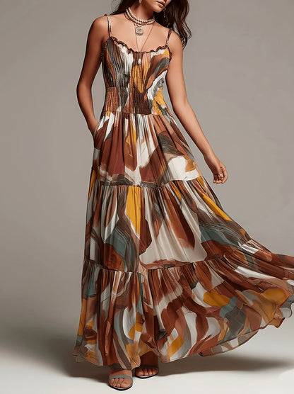Chiffon Smocked Tiered Maxi Dress