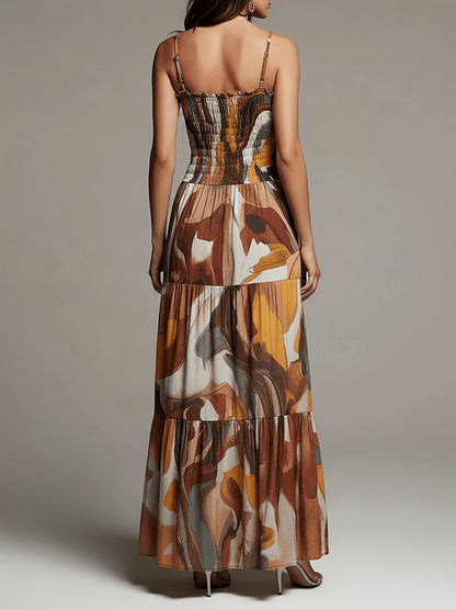 Chiffon Smocked Tiered Maxi Dress