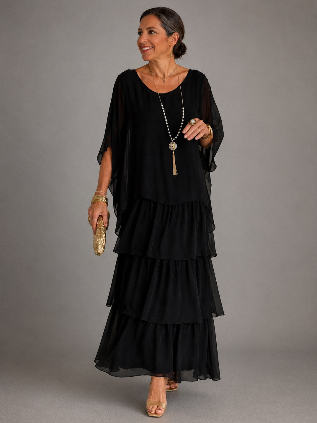 Chiffon Tiered Maxi Dress