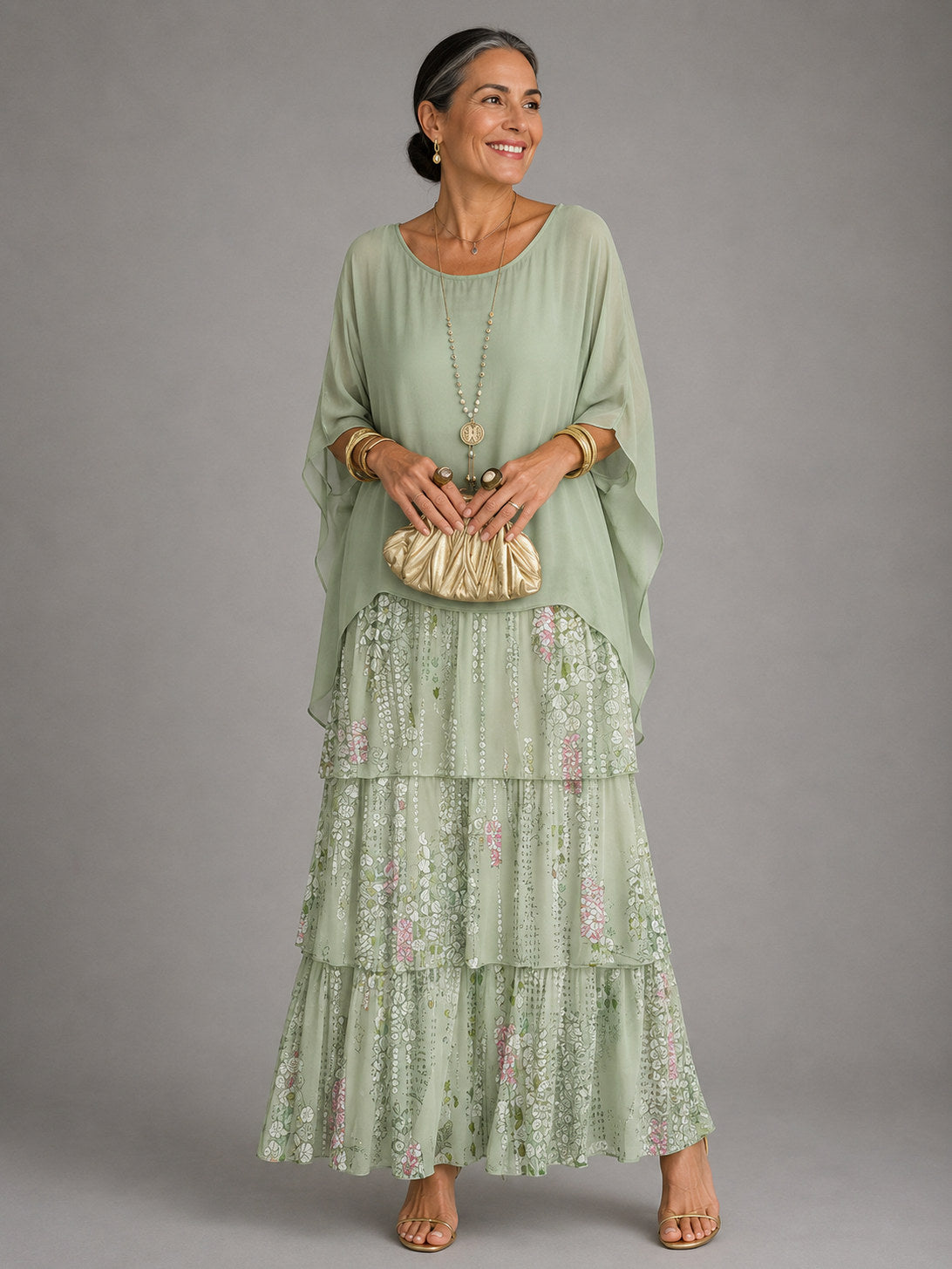 Chiffon Tiered Maxi Dress