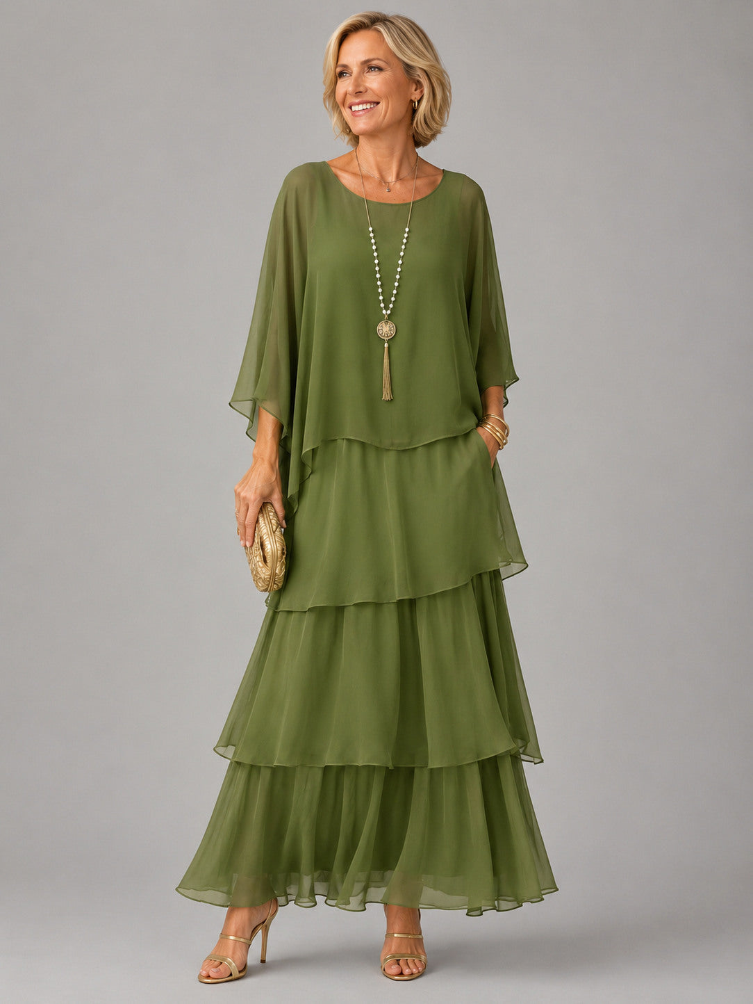 Chiffon Tiered Maxi Dress