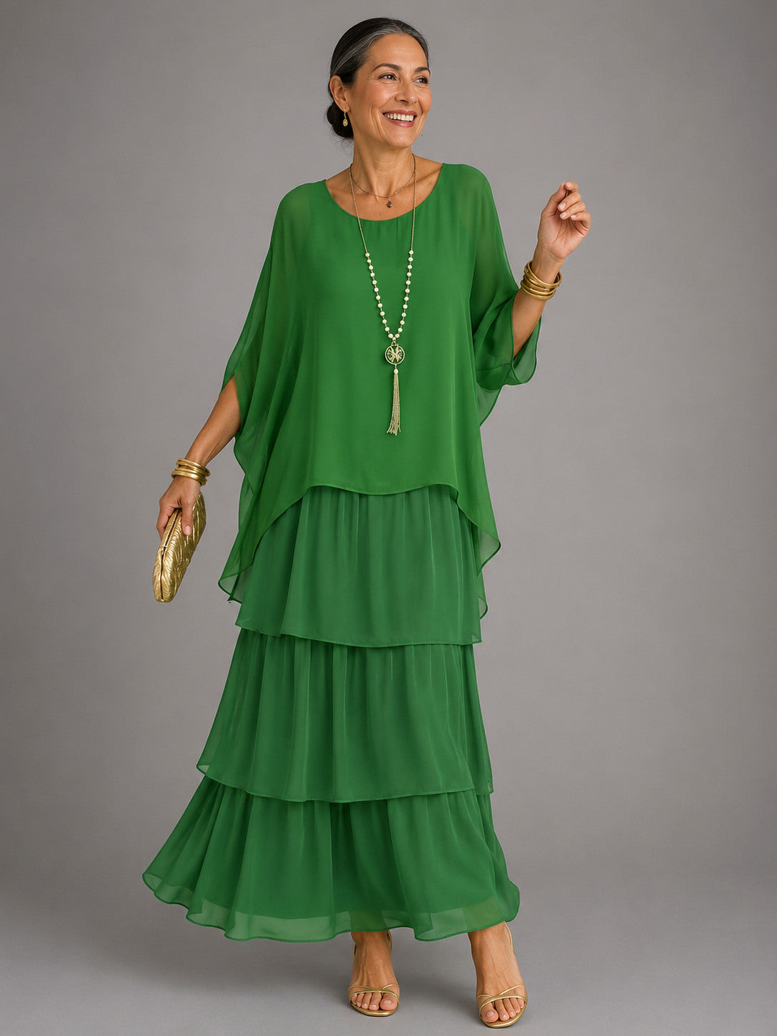 Chiffon Tiered Maxi Dress