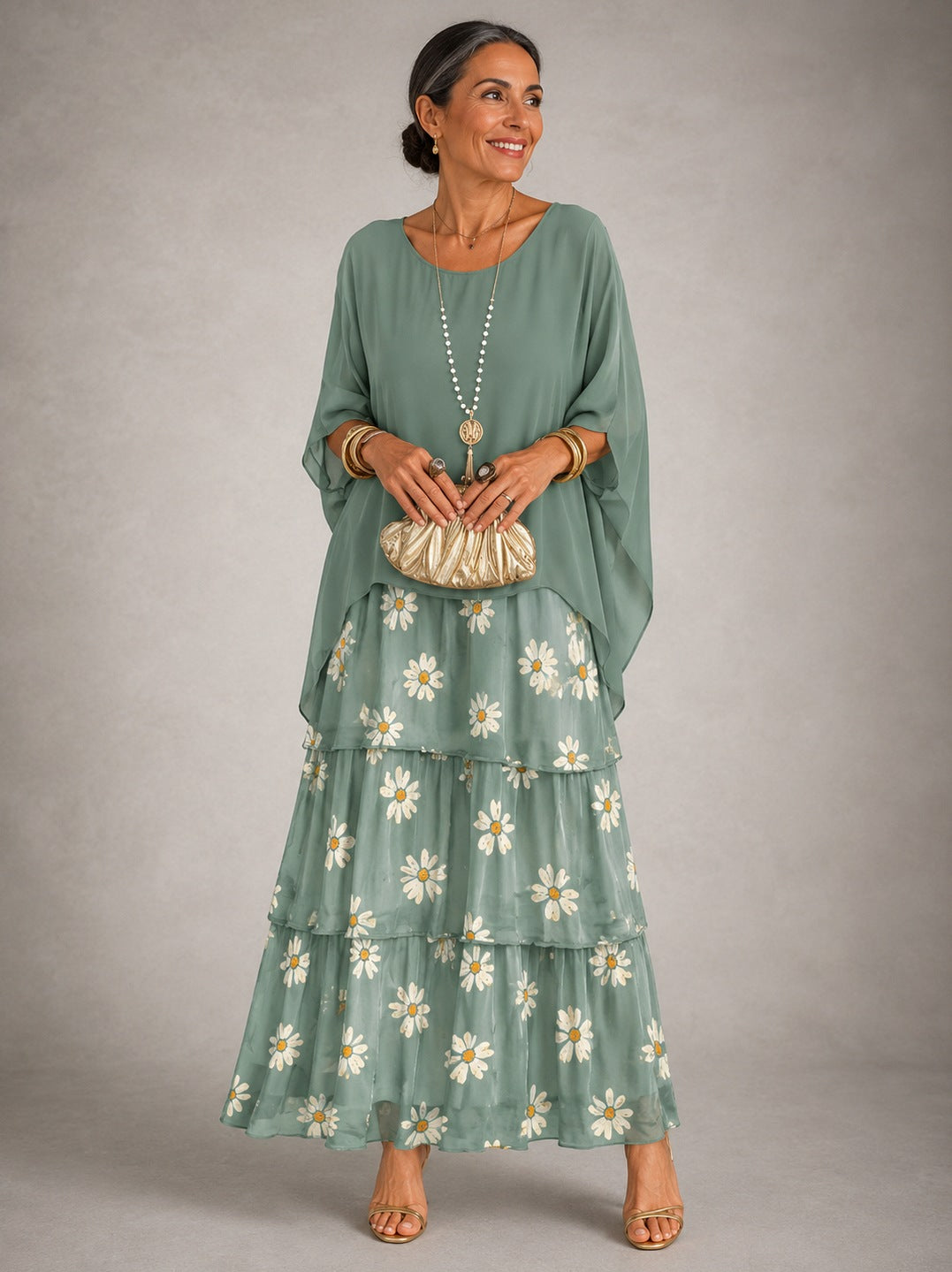 Chiffon Tiered Maxi Dress