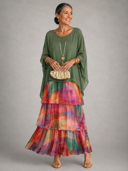 Chiffon Tiered Maxi Dress