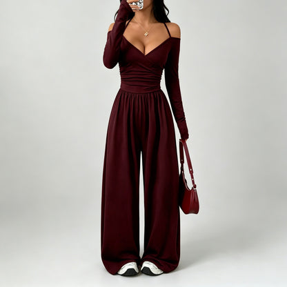 Cold Shoulder Long Sleeve Jumpsuit