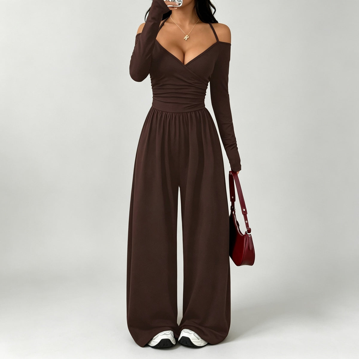 Cold Shoulder Long Sleeve Jumpsuit