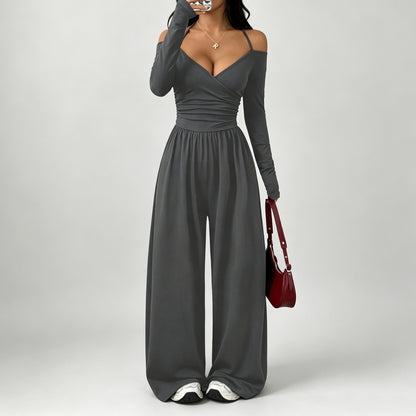 Cold Shoulder Long Sleeve Jumpsuit