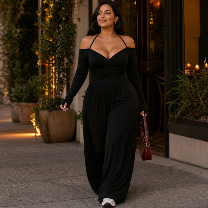 Cold Shoulder Long Sleeve Jumpsuit