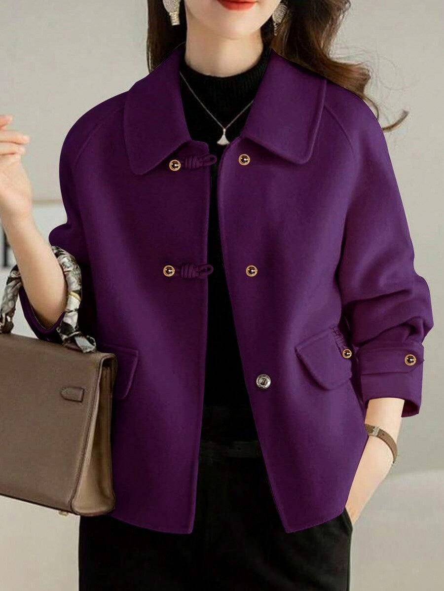 Collared Button Front Long Sleeve Jacket