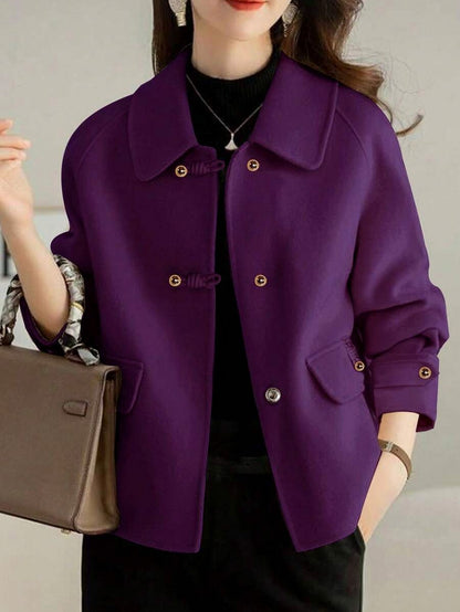 Collared Button Front Long Sleeve Jacket